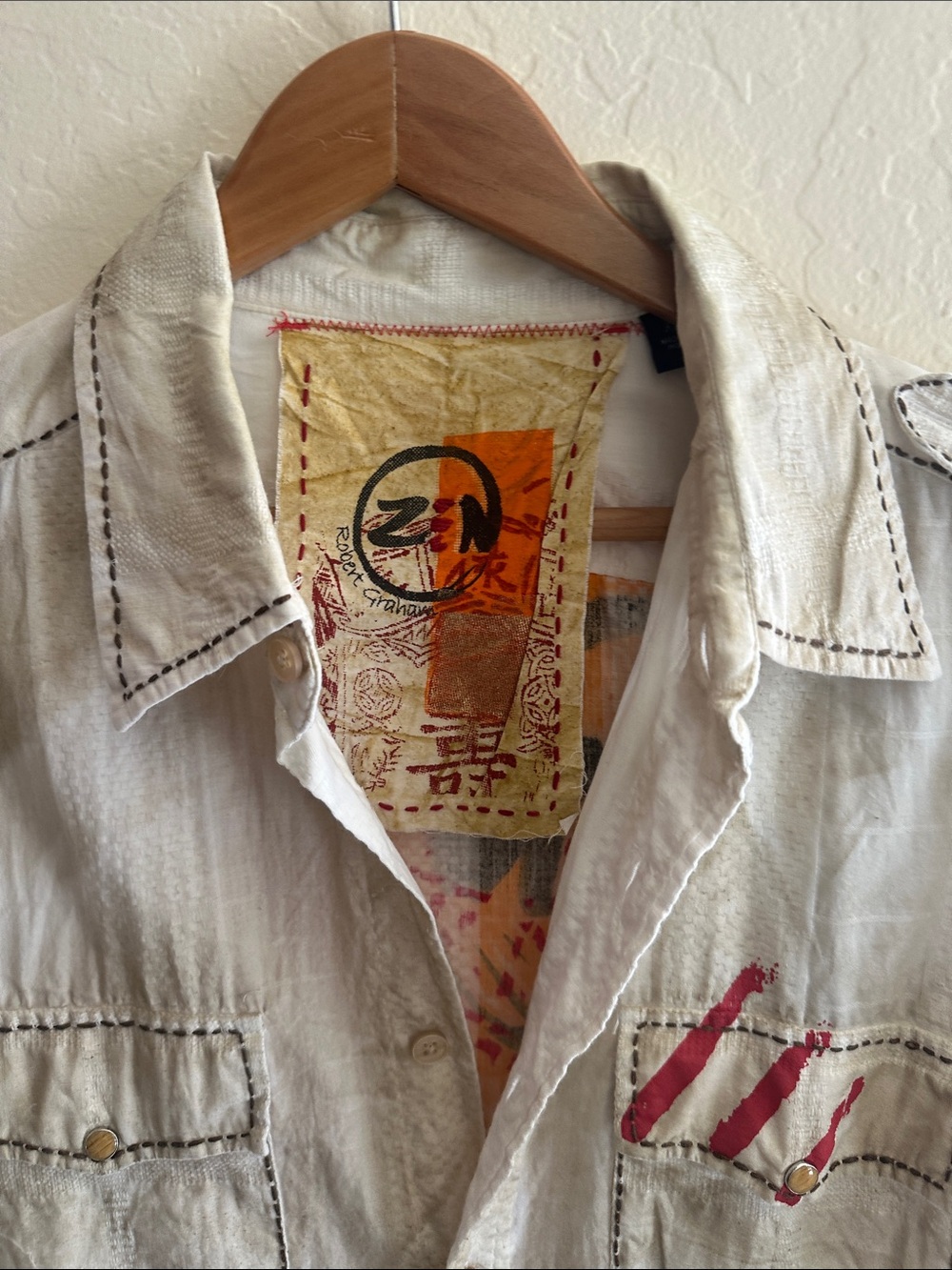 Robert Graham White Shirt with Red Accent